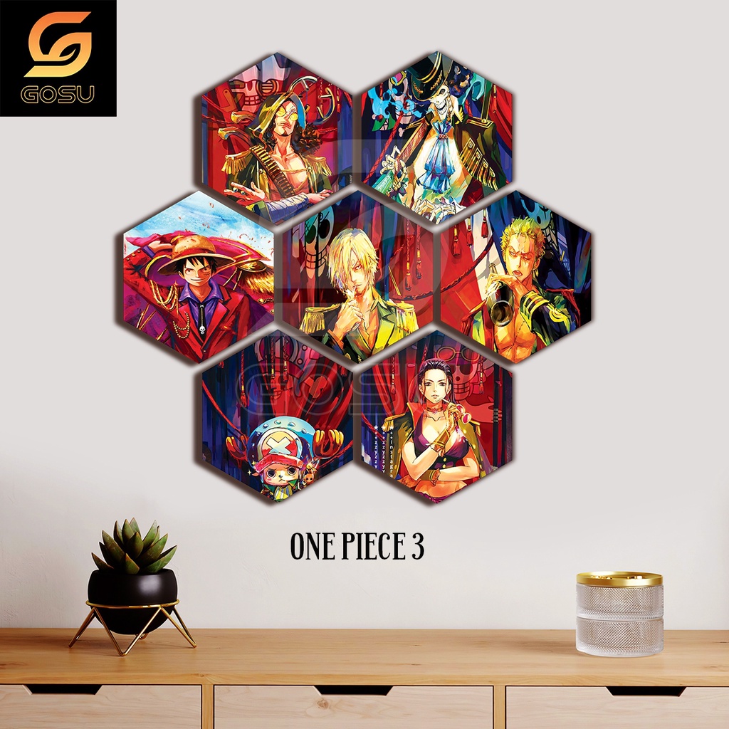 Set 7 Tranh anime dán tường chất liệu Fomex Phủ Tráng Gương dày 5mm, Chủ đề One Piece, Naruto, Marvel...Tranh decor