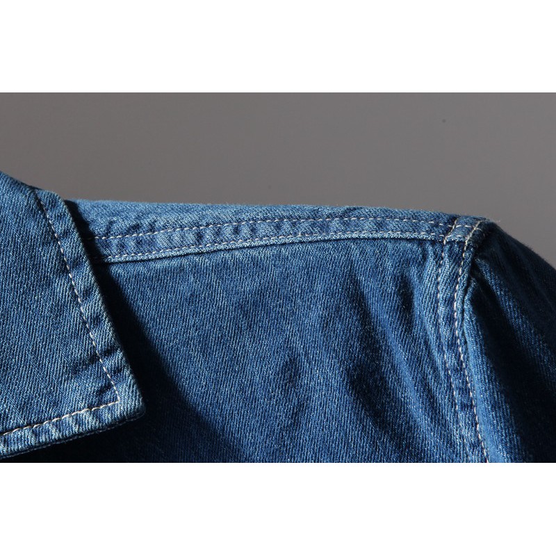 Áo sơ mi denim xanh than Việt Nam xuất dư
