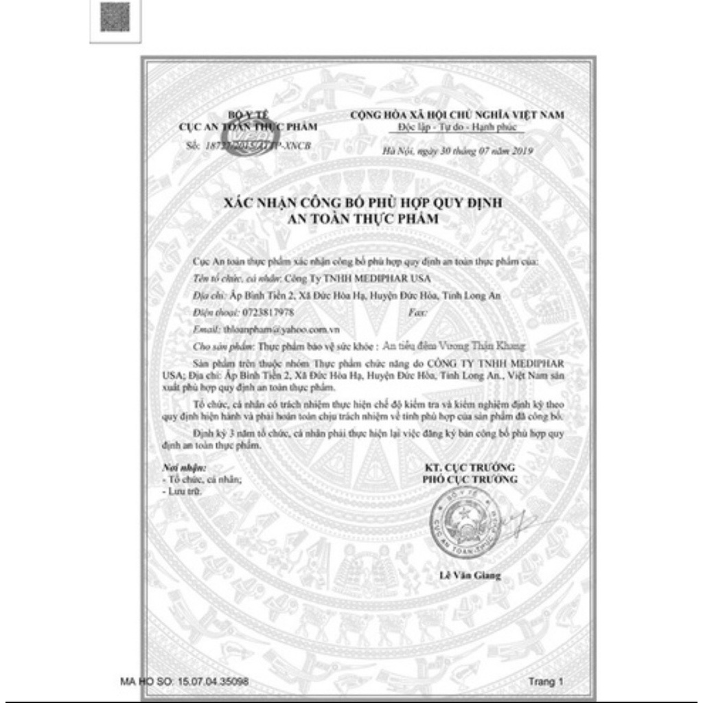 An tiểu đêm Vương Thận Khang giúp cải thiện các hoạt động sinh lí của thận, lọc và bài tiết nước tiểu – Lọ 30 viên