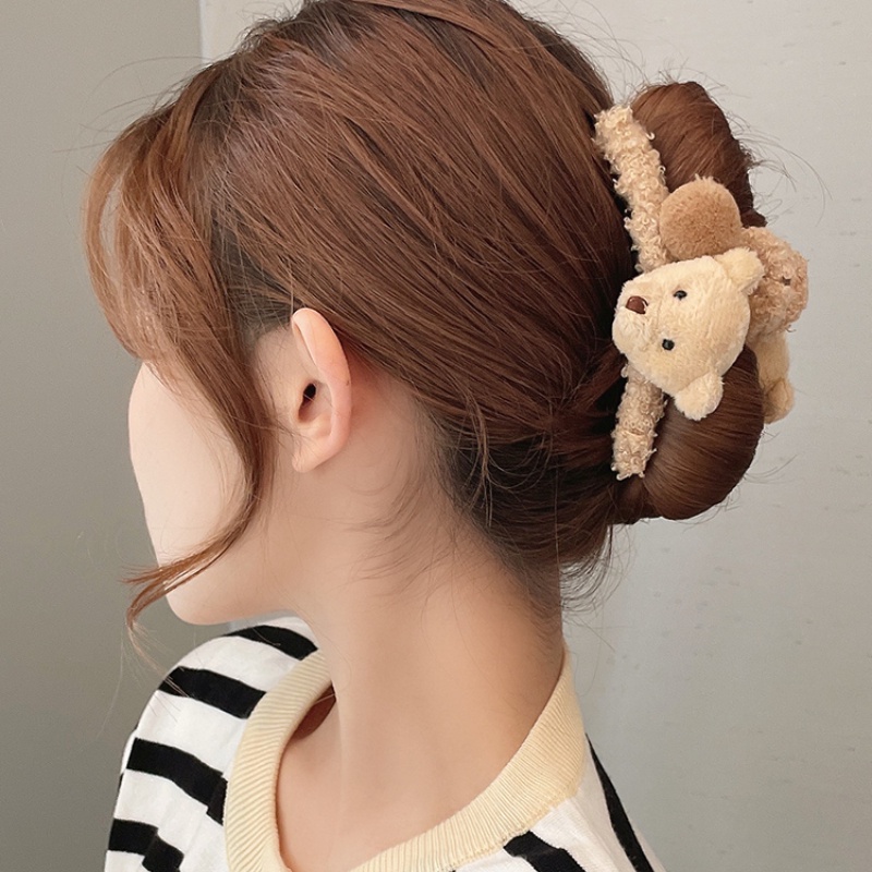 Kẹp Tóc Nơ Lớn Màu Cà Phê Thời Trang Thu Đông Dành Cho Bạn Nữ