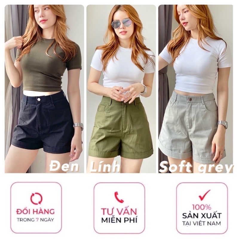 6 màu Quần Short Nữ Lưng Cao AGE2X, Bo Thun Sau Lưng, ống rộng, Tôn Dáng Khi Mặc | BigBuy360 - bigbuy360.vn