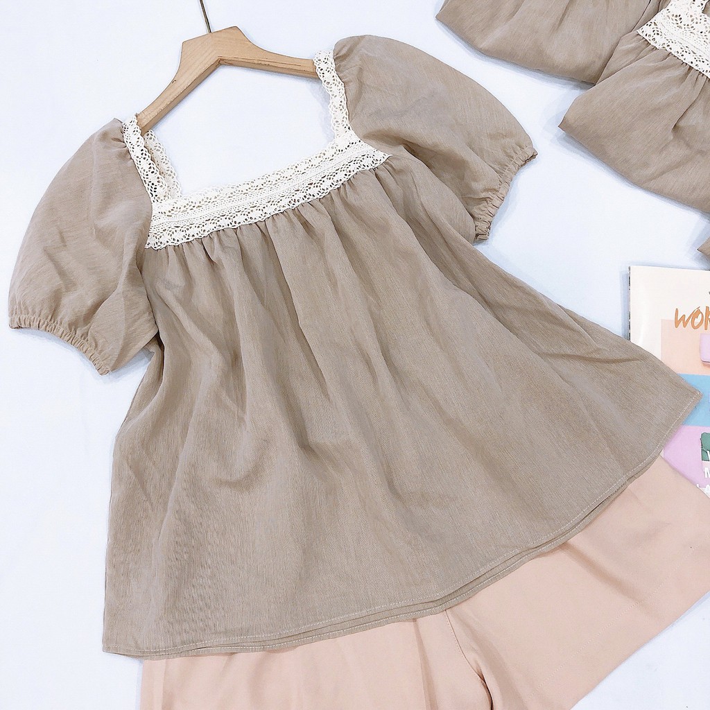 [QUÀ TẶNG LÀ N.XẢ SIUSOP NHÉ] Đũi Ren Be Cổ Vuông Bộ Nữ Viền Ren Xinh Xắn | BigBuy360 - bigbuy360.vn