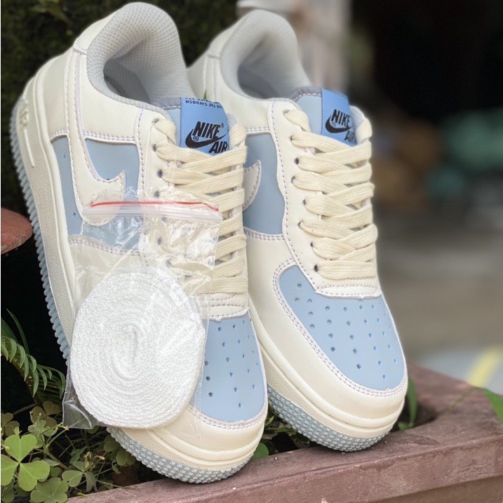 Giày thể thao AF1 trắng xanh, Giày air force 1 baby blue phối màu mới nam nữ hot trend 2023 Full box bill
