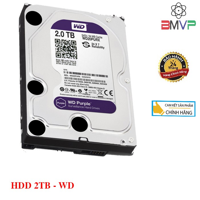 Ổ cứng chuyên dụng Camera 2TB WD PURPLE - Hãng chính hãng - Bảo hành 36 tháng