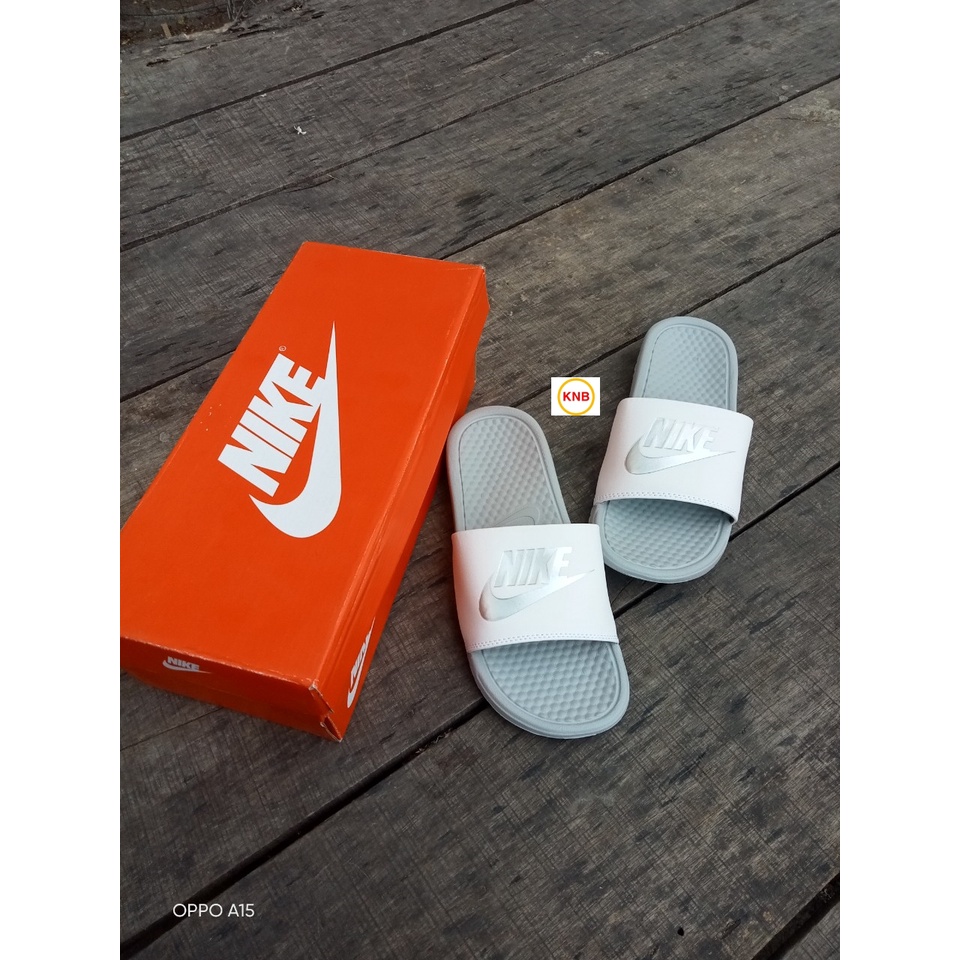 [ sale Sốc + Freeship] Dép nam, dép quai ngang nam nữ unisex nike benassi cartoon ❤️FREESHIP + Hộp❤️ full xám