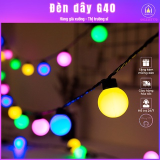 Bộ dây đui đèn led đom đóm g40 20 bóng tròn nháy 5m trang trí decor trong nhà ngoài trời chống nước
