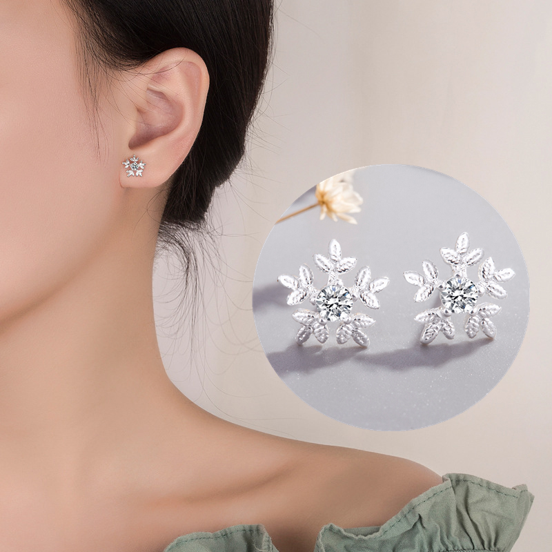 Bông tai mạ bạc 925 hình bông tuyết thời trang cho nữ