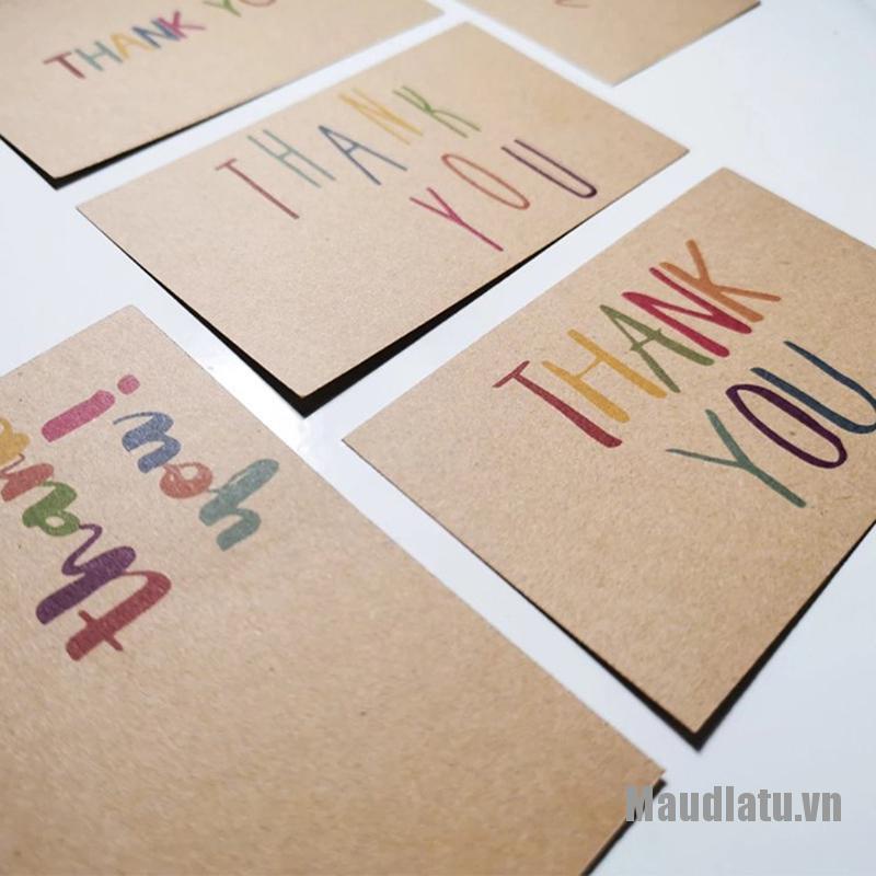 Maudlatu❀30Pcs Colorful Thank You Cards Kraft Paper Label For Wedding Decor Card