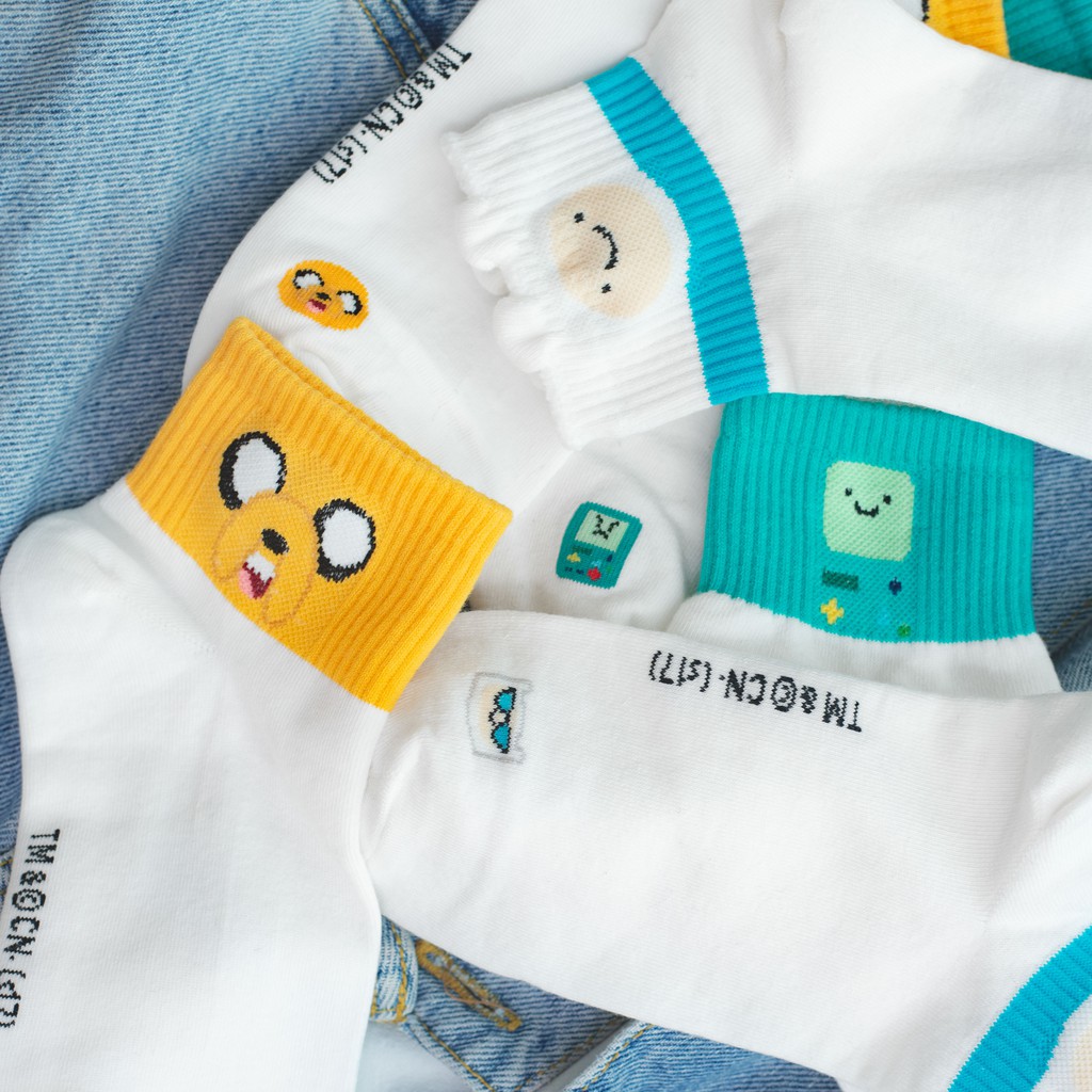 ADVENTURE TIME FACE ANKLE - Tất vớ thấp cổ unisex nhân vật hoạt hình Giờ Phiêu Lưu, bản quyền Cartoon nhập khẩu Hàn Quốc