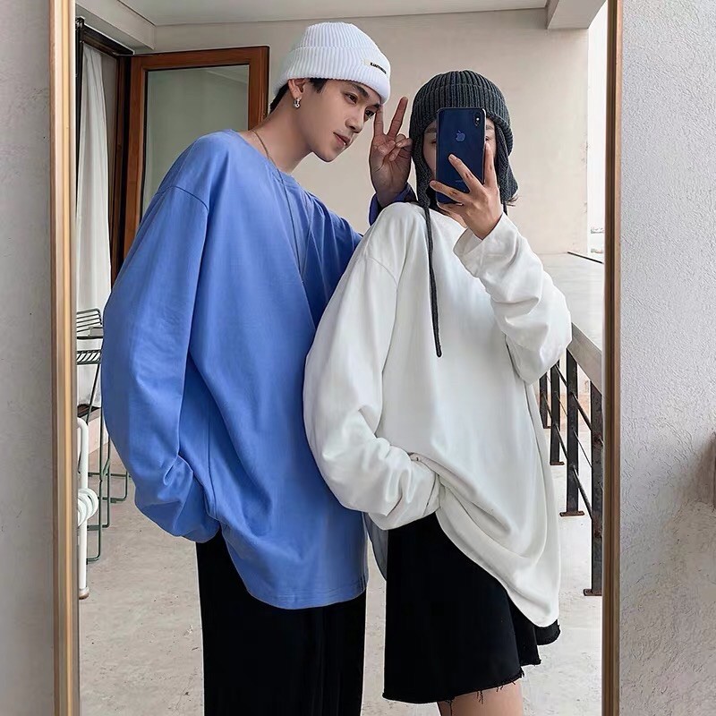 Áo thun tay dài WIND phông unisex form rộng Trơn nam nữ sweater oversize ulzzang
