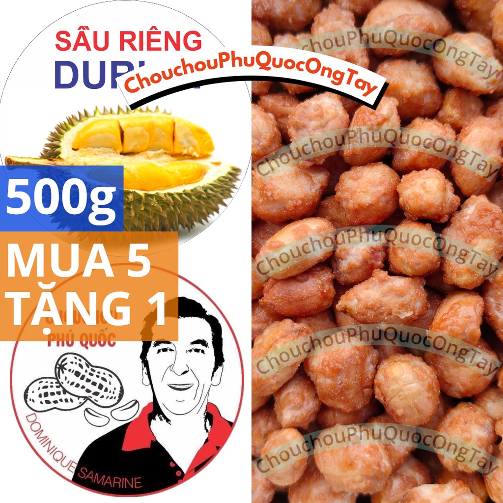 [Hũ 500g] Đậu phộng vị sầu riêng CHOUCHOU PHÚ QUỐC ÔNG TÂY - Đặc sản Phú Quốc | ChouchouPhuQuocOngTay