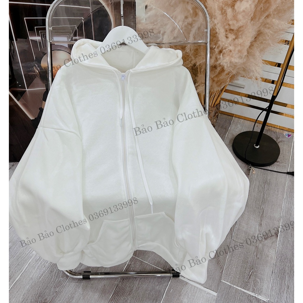 Khoác Nỉ Trơn Hoodie Dáng Rộng Hàn Quốc Nam Nữ Unisex Túi Rộng Mũ To Tay Bồng