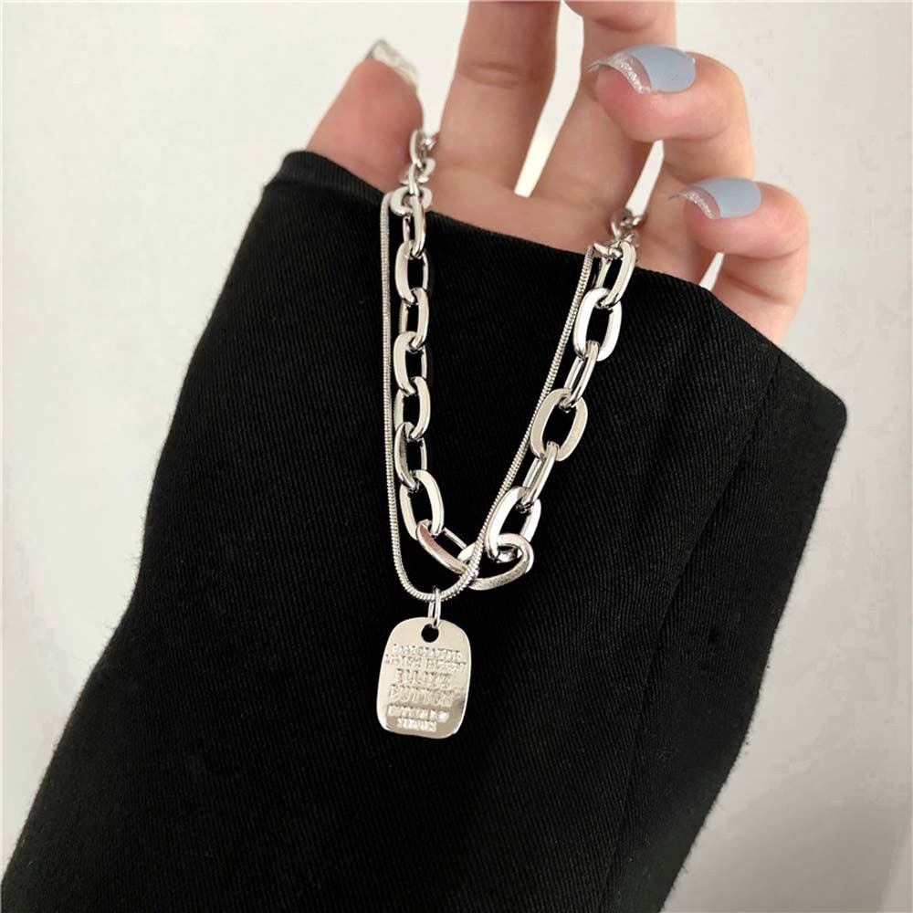 Vòng cổ hai lớp bằng hợp kim phong cách hip hop Hàn Quốc thời trang dành cho nữ