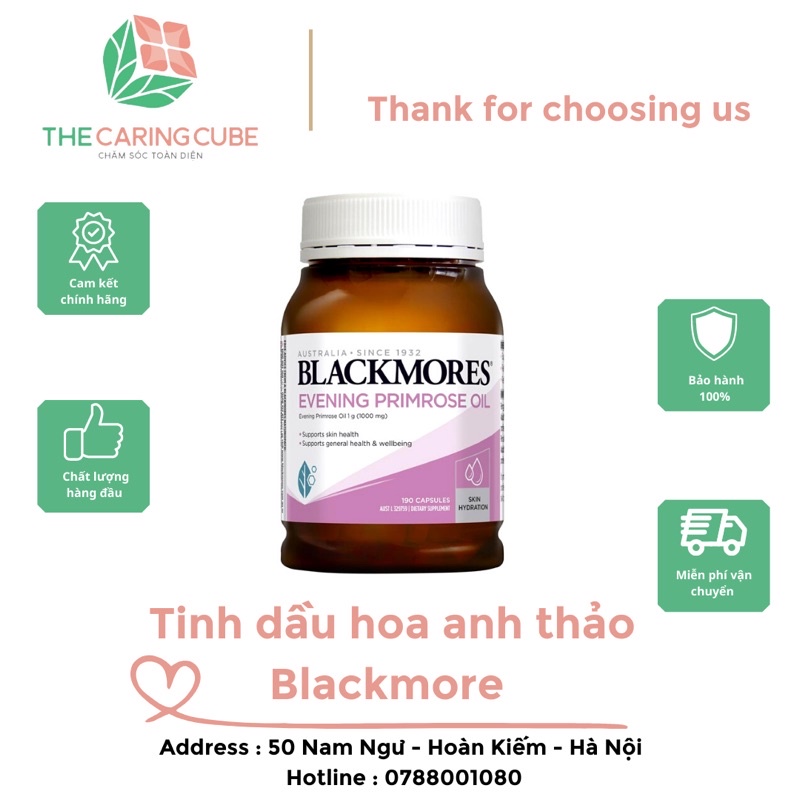 Viên uống tinh dầu hoa anh thảo Blackmores Evening Primrose Oil Úc  hỗ trợ cân bằng nội tiết tố - The Caring Cube
