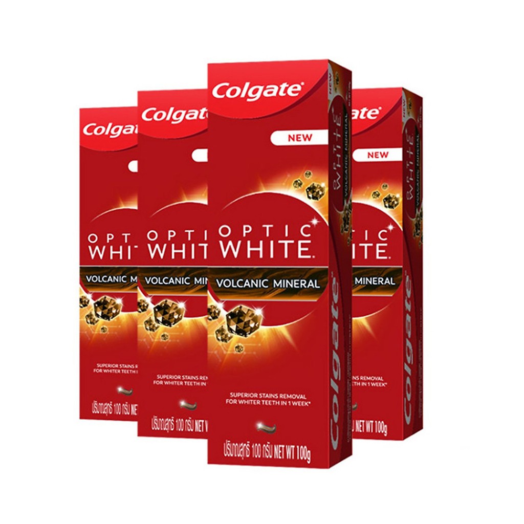 [Mã FMCGCOL giảm 8% đơn 250K] Bộ 4 kem đánh răng làm trắng răng Colgate Optic White từ khoáng núi lửa 100g/tuýp