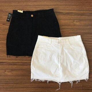 Chân váy jeans không rách đen trắng