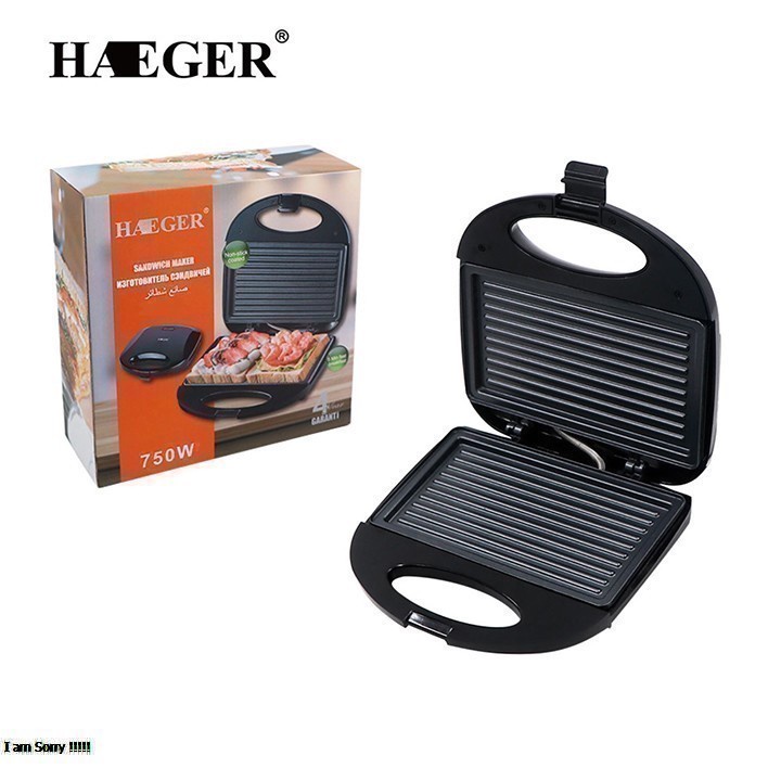 [Mã ELHADEV giảm 4% đơn 300K] Máy Kẹp Ép Bánh Mì Sandwich, Nướng Thịt BBQ HAEGER 750W