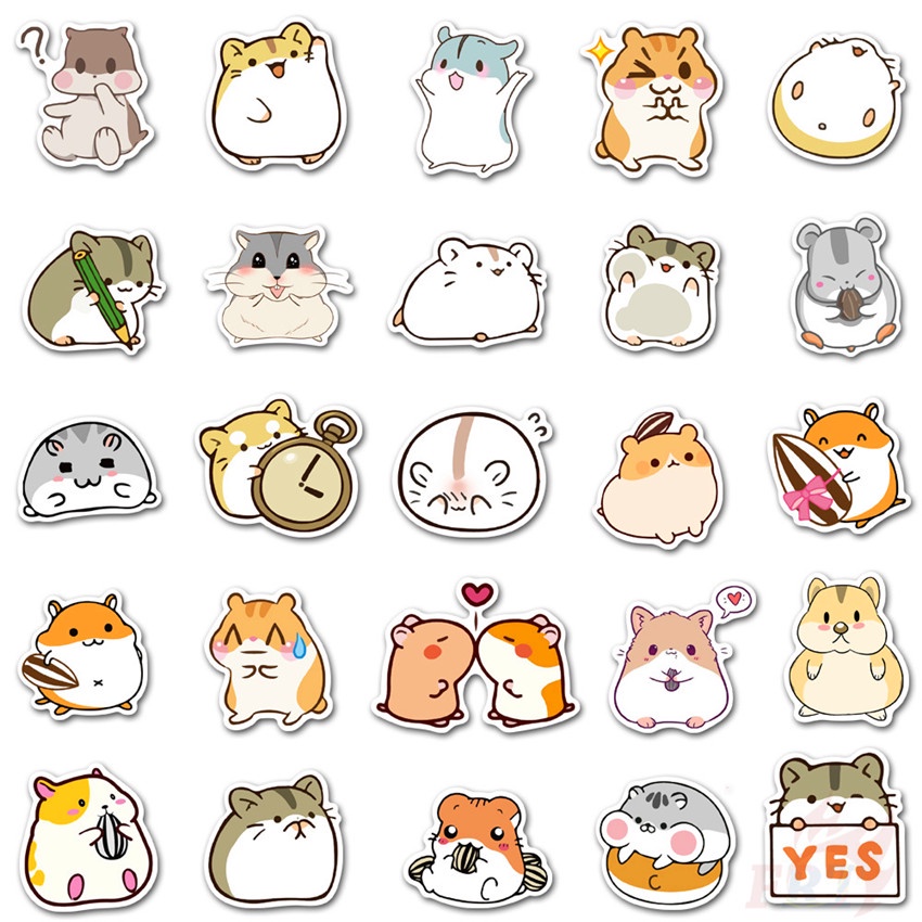 ❉ Kawaii Hamster Cricetinae Emoji Series 02 - Cute Pets Stickers ❉ 50Pcs/Set DIY Fashion Luggage Laptop Skateboard Decals Doodle Stickers