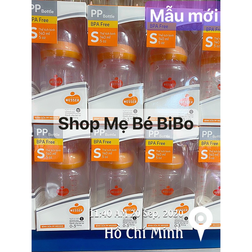 Bình Sữa Wesser Nhựa PP Cổ Nhỏ 140 ml, Bình Sữa Cho Bé Bú