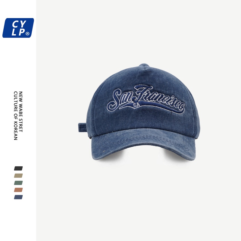 Nón Lưỡi Trai Denim Thêu Chữ Cá Tính Theo Phong Cách Hàn Quốc