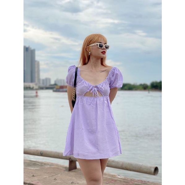 Đầm cột dây trước ngực vải xốp JESSIE