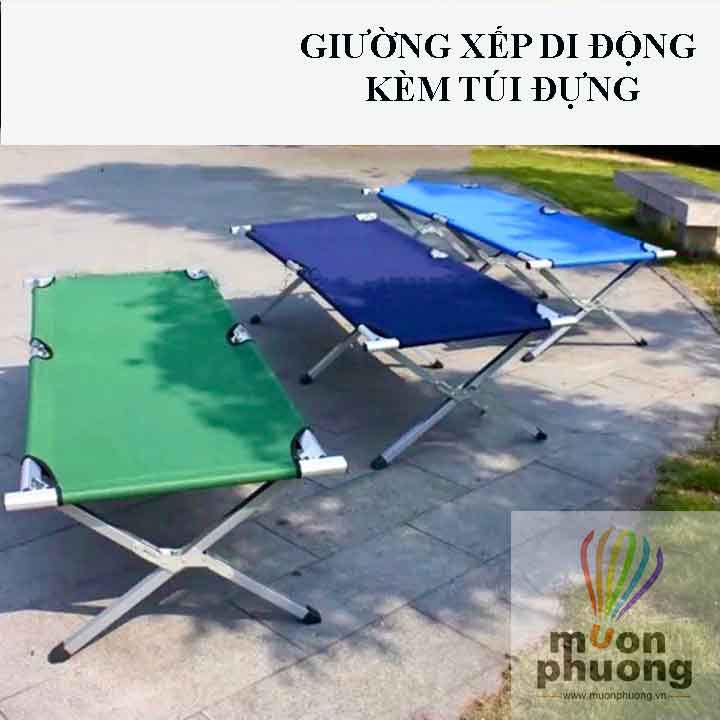 Giường xếp gấp gọn kèm túi đựng tiện lợi bền chắc phù hợp cho du lịch cắm trại dã ngoại nghỉ trưa văn phòng