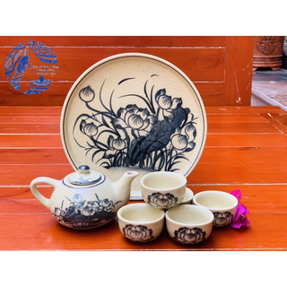 Bộ ấm chén thờ men dạn Bát Tràng