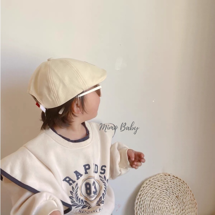 Mũ nón bere chất liệu kaki đính hình gấu dễ thương cho bé MH174 Mimo baby