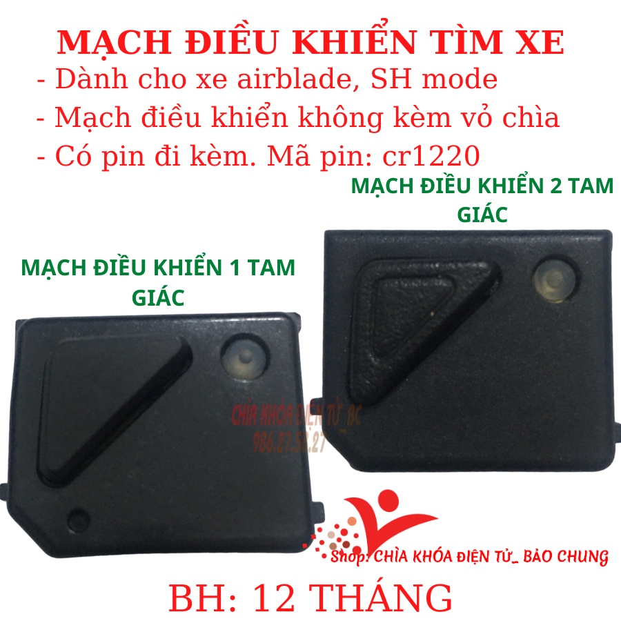 Chìa điều khiển tìm xe airblade, sh zin các đời xe tự cài đặt dễ dàng,có kèm hướng dẫn sử dụng.