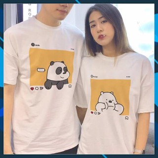 Áo thun đôi tay lỡ unisex nam nữ - bear instar