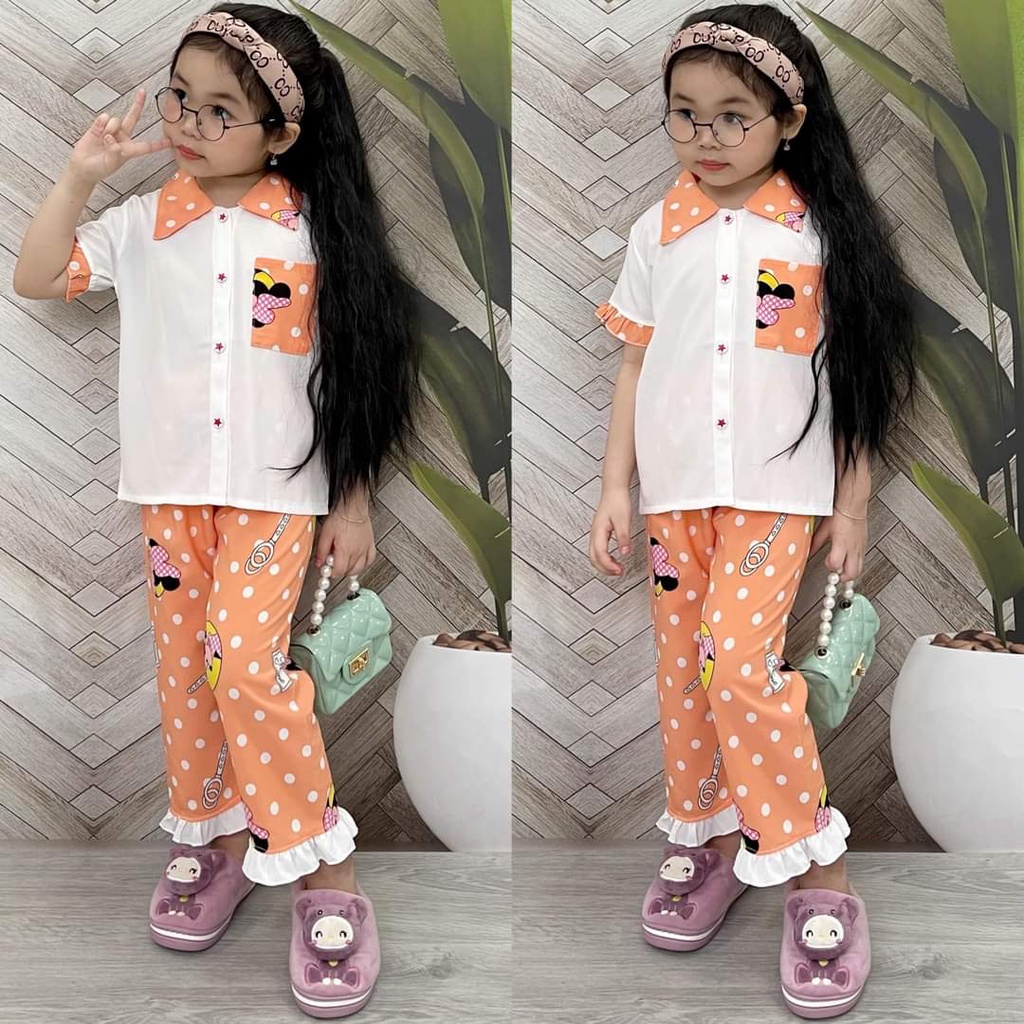 đồ bộ pijama lụa hàn cho bé siêu dể thương