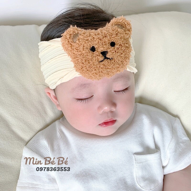 Băng đô, turban đính gấu bông dễ thương cho bé