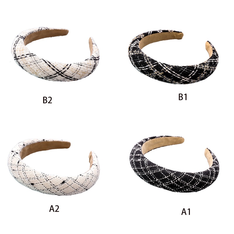 Băng Đô Cài Tóc Nhỏ Kẻ Sọc Caro Trắng Đen Cổ Điển Phong Cách Hàn Quốc Cho Nữ