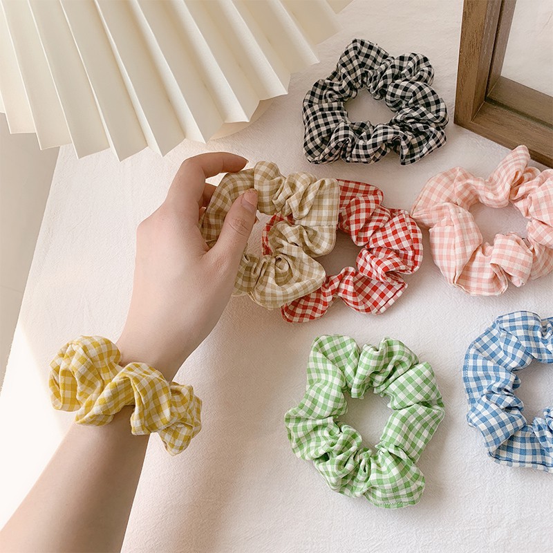 TT Cột tóc vải Scrunchies Caro ô nhỏ CT63 5