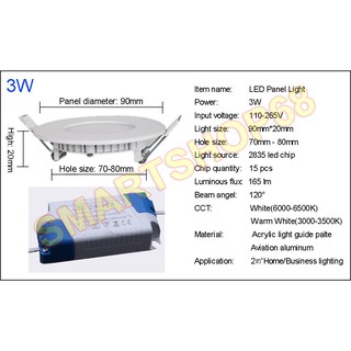 Đèn led âm trần tròn siêu mỏng (3W-Φ70) - MD01