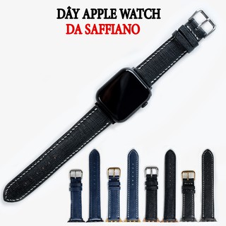 Dây apple watch da saffiano D117 cao cấp-khâu tay thủ công- dây apple watch series 3 series 4 series 5