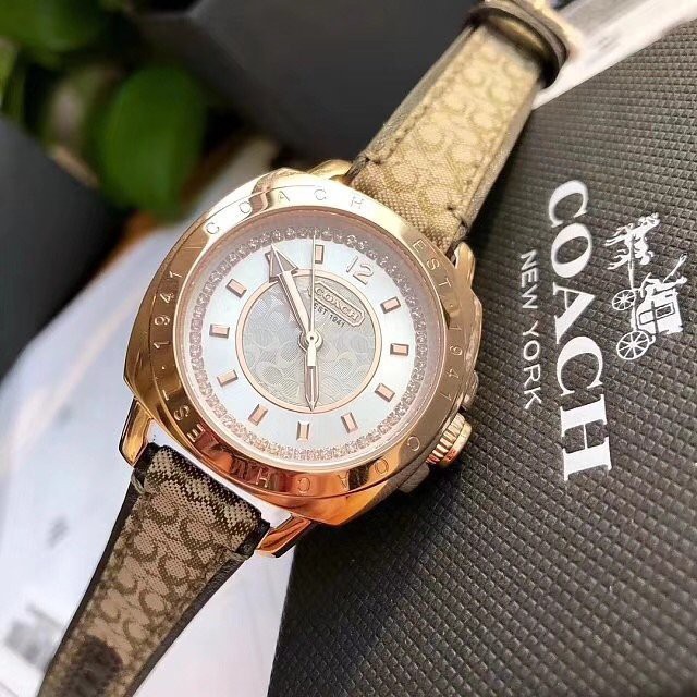 ĐỒNG HỒ NỮ COACH BOYFRIEND VIỀN TRƠN , SIZE 34MM, DÂY DA