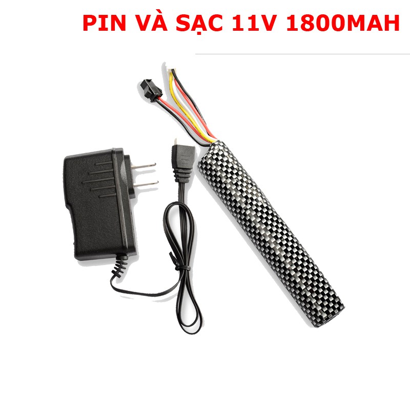 Combo Pin Và Sạc 11V /1800MAH Cho Đồ Chơi Các Loại, Flycam, Cano, Xe Mô Hình(Pin Đứng)