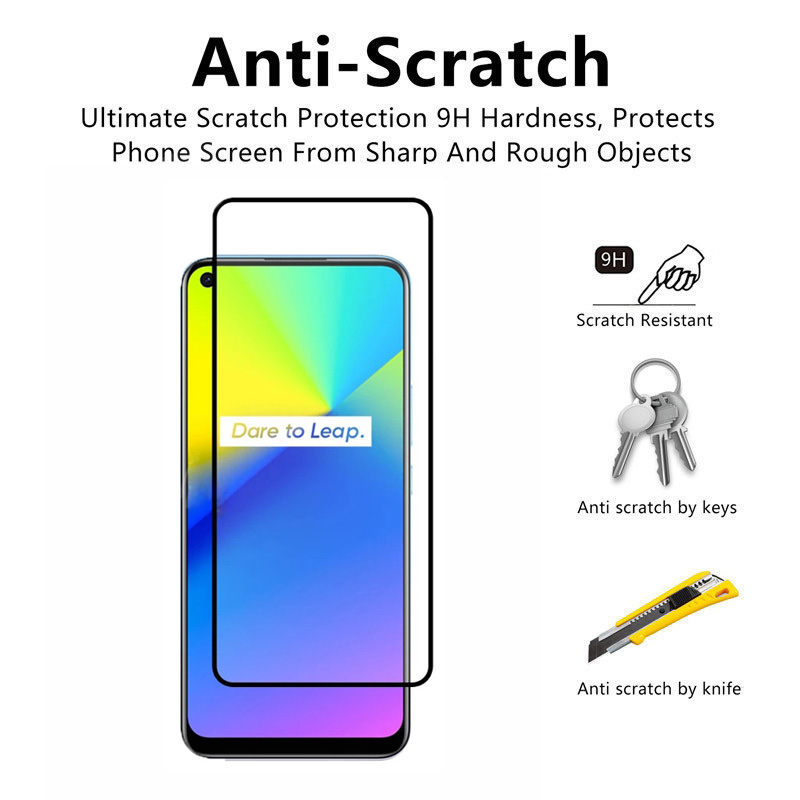 Realme C17 Tempered Glass Full Coverage Glass Film For Realme 7 6 Pro 7i 6i C15 C12 C11 Screen Protector and Camera Lens Glass Protector