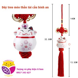 Dây treo phong thủy dây treo ô tô mèo thần tài cầu bình an