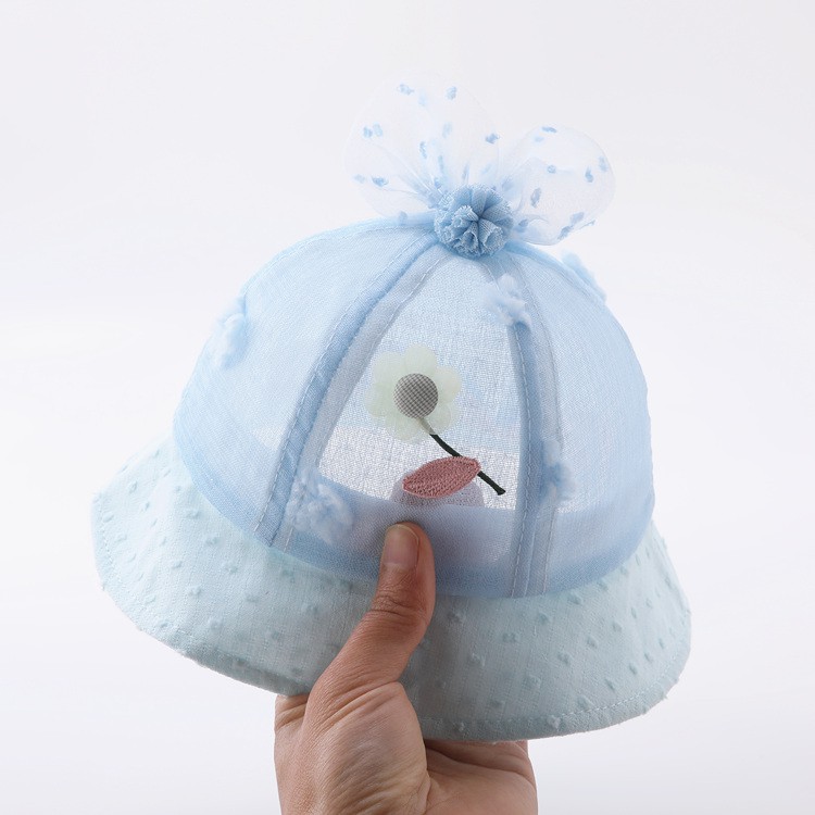 Nón lưới hoa đính nơ xinh xắn cho bé