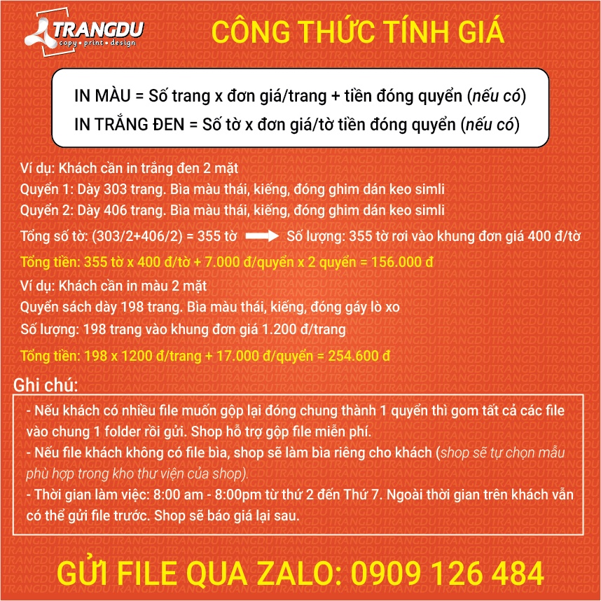 In tài liệu, in trắng đen, in màu theo yêu cầu