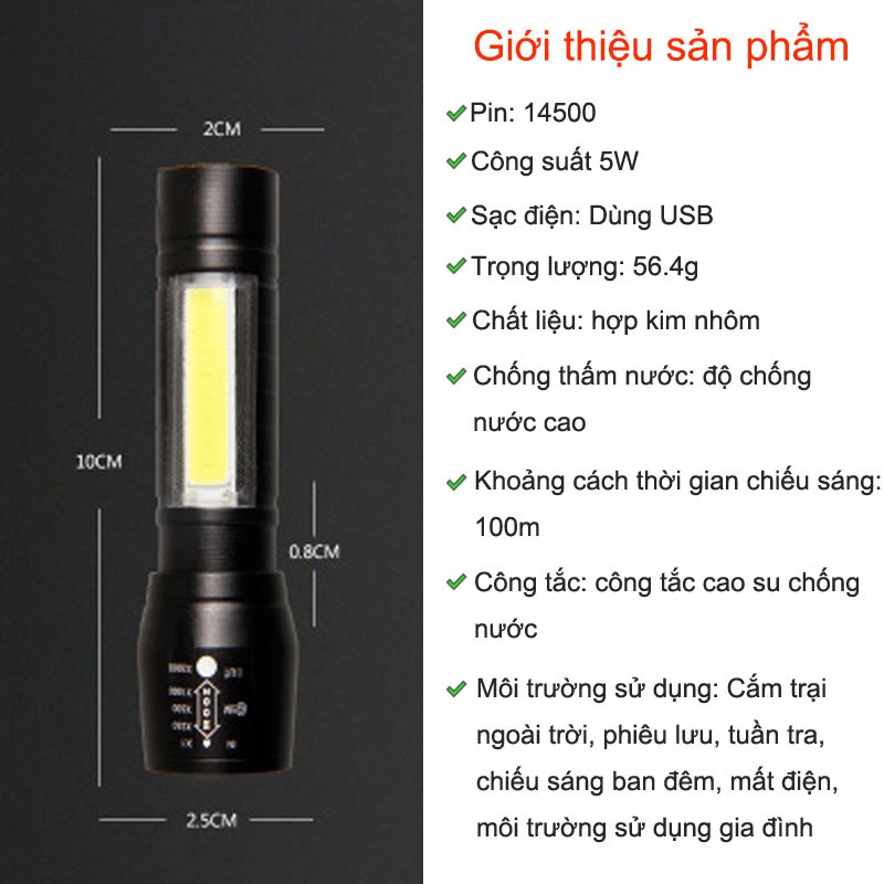 Đèn Pin Siêu Sáng Cao Cấp Mini T1 Zoom Full Box | BigBuy360 - bigbuy360.vn