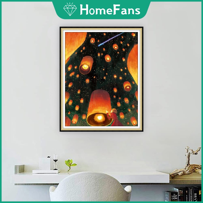 Bộ Tranh Đính Đá 5D Tự Làm 30x40cm / 40x50cm Hình Cô Gái Và Mặt Trăng Trang Trí Nhà Cửa