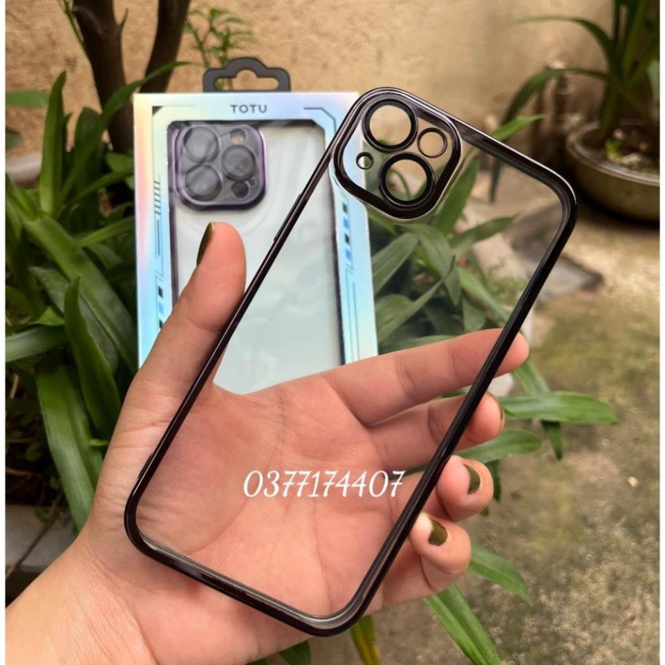 Ốp lưng Totu viền màu bảo vệ mắt camera cho iPhone 14, 14Pro, 14 Plus, 14 Pro Max lưng dẻo trong suốt siêu đẹp