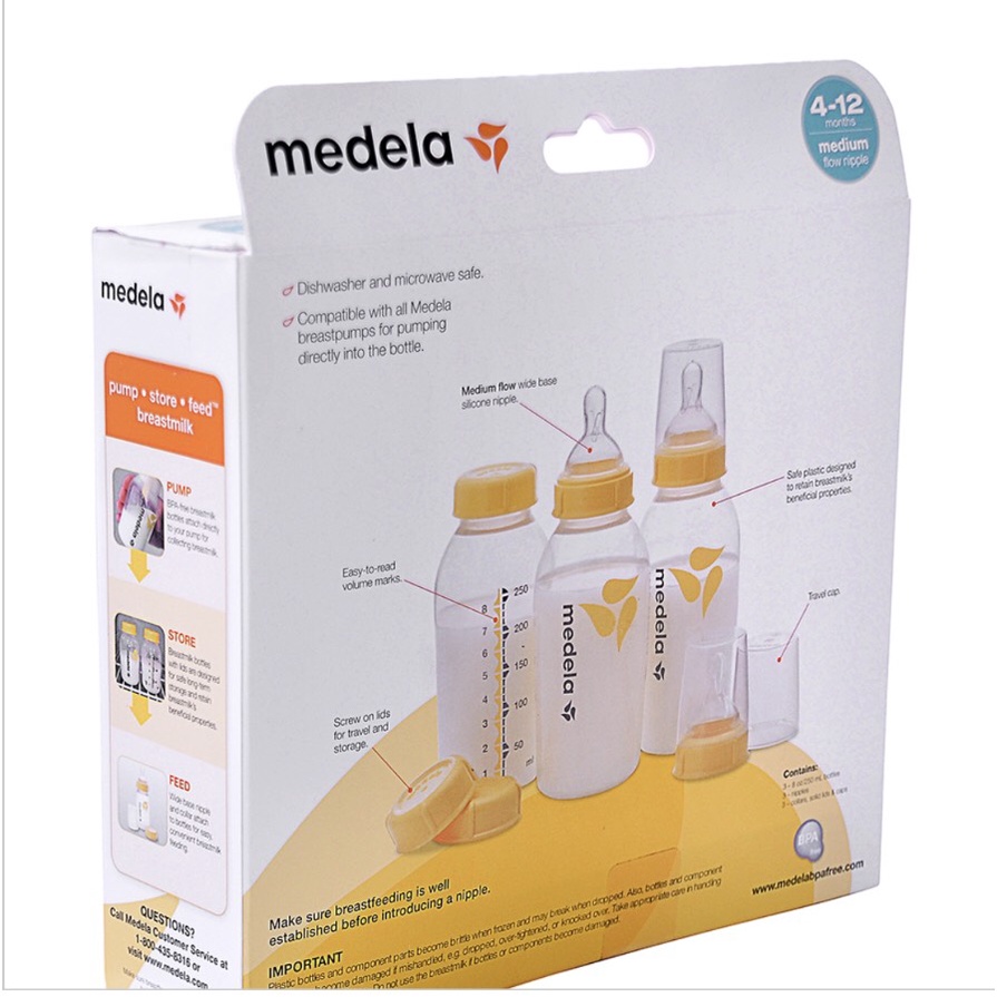 Set 3 Bình Sữa Medela 250Ml