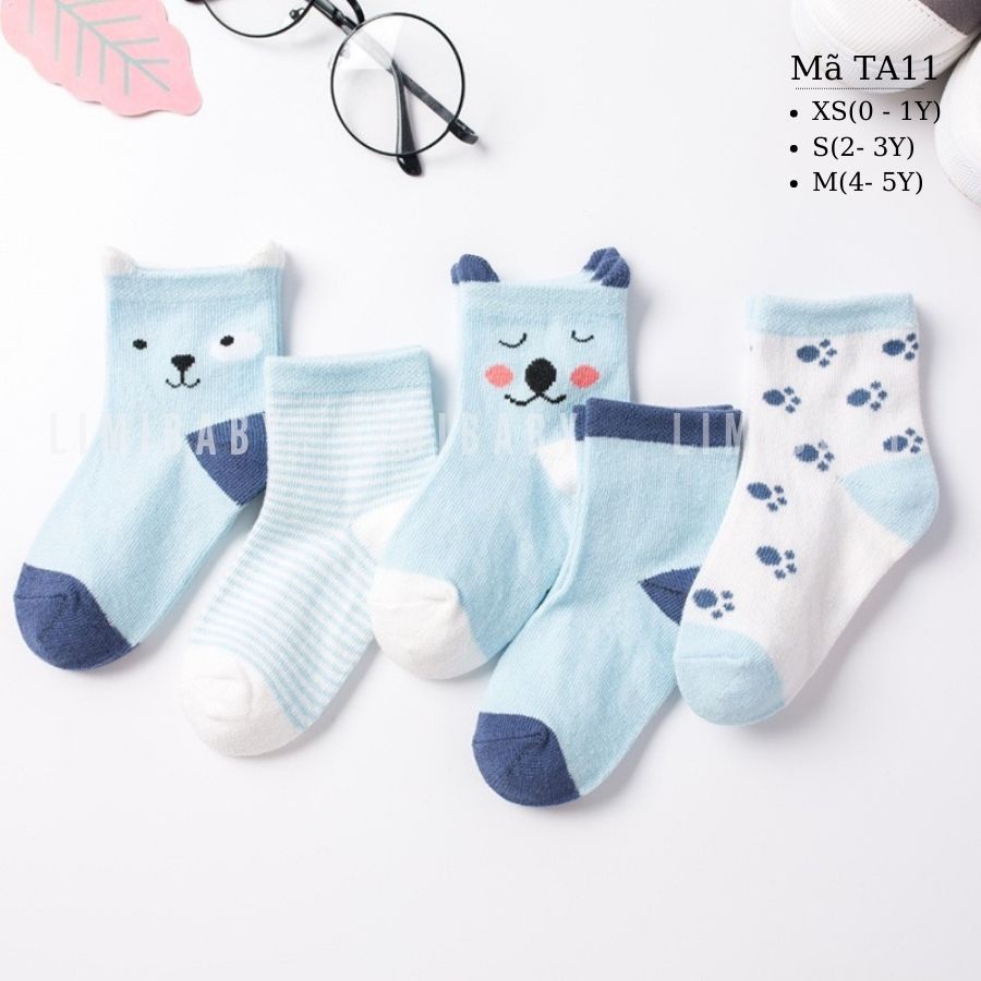 Tất cho bé, tất trẻ em Hàn Quốc 0 - 5 tuổi chất cotton mềm mại giữ ấm mùa đông đi trong nhà đi học đi chơi TA11