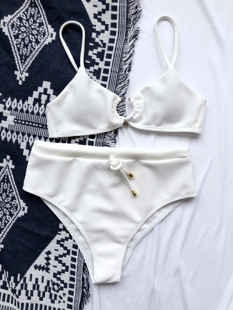 Bikini Lưng Cao Phối Vòng Kim Loại Màu Trắng / Đen | BigBuy360 - bigbuy360.vn