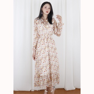Đầm váy nữ hoa dài tay, dáng xoè, đẹp nhẹ nhàng, đơn giản, ngọt ngào, sang chảnh RD039