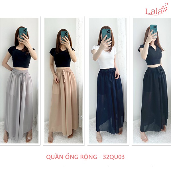 Quần voan nữ giả váy, ống rộng, hai lớp, cạp chun, free size, thanh lịch, sang trọng 32QU03